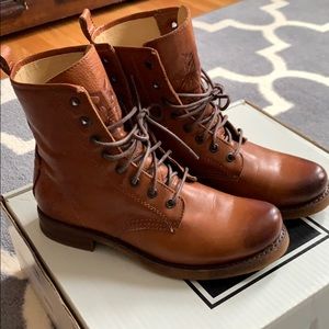 Frye Veronica Combat Boots-Whiskey